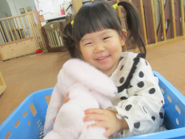 うさぎさんギュー♡一緒に箱の中に入ったね(^^♪