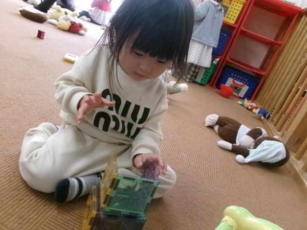 そぉーとブロックを乗せたよ☆